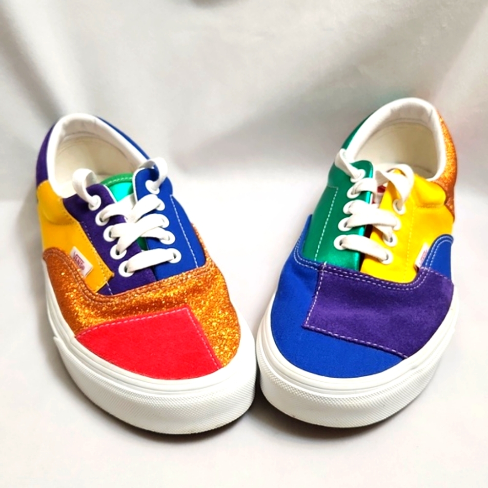 Vans Era Patchwork Suede Glitter Multicolor Low Lace-up Sneakers ( W Siize 8.5) - Picture 3 of 11